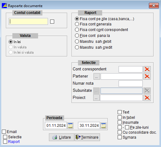 General Listare Raport