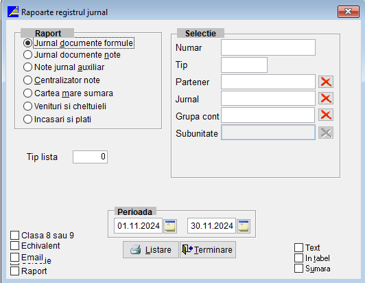 Rapoarte Registru Jurnal