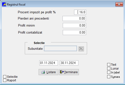 Rapoarte Registrul Fiscal